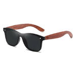 lunette en bois wayfarer miroir noir