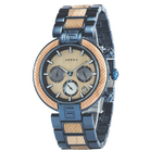 montre en bois explorateur bleue