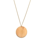 Collier grand pendentif en bois brut rond