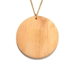 sautoir pendentif disque en bois naturel original