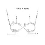 Collier infini prénom personnalisé, 4 prénoms entrelacés