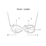 Collier infini prénom personnalisé, 5 prénoms entrelacés