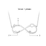 Collier infini prénom personnalisé, 3 prénoms entrelacés