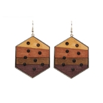 Boucles doreilles hexagonales en bois originales pendantes