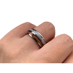 bague en bois meteorite 8 mm alliance en bois et meteorite homme argent