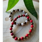 Bracelets bois perles rouge et blanche