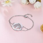 Bracelet arbre de vie gravé de 4 prénoms, en acier inoxydable