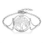 Bracelet arbre de vie prénoms personnalisés en acier, couleur argent