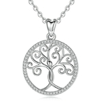 collier pendentif arbre de vie stylisé spirales femme