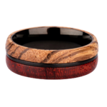 Bague en bois bicolore et titane noir