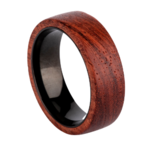 Bague de mariage pour homme en bois rouge et titane noir