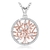 collier arbre de vie argent zirconium or rose