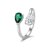 Bague ajustable en acier argent avec deux pierres de naissance en zirconium, émeraude et blanc