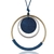 pendentif bleu avec cercles en bois et métal