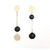 Boucles d'oreilles pendantes asymétriques plaqué or et perles en bois noire originales