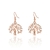 Boucles d'oreilles arbre de vie pendantes en plaqué or rose