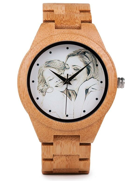 Montre en bois discount personnalisable avec photo