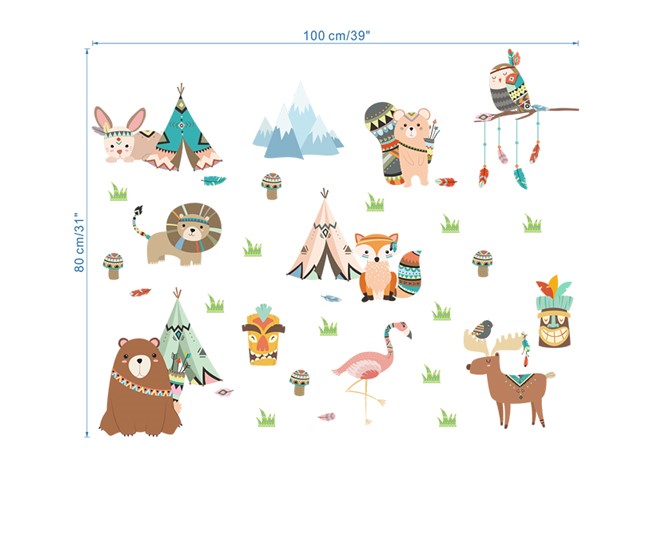 1181 Sticker enfant - Animaux Apaches TAILLE