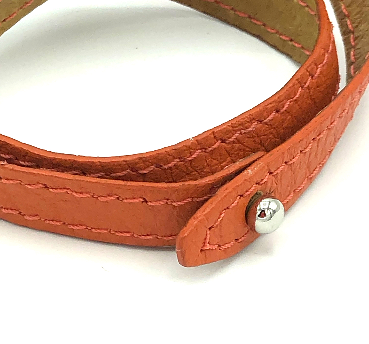 Bracelet cuir orange double tour Bracelet volcie maroquinerie