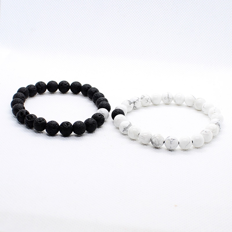 Couple-Bracelet-Bracelets-hommes-accessoires-blanc-noir-perles-fait-la-main-2-pi-ces-ensemble-Erkek