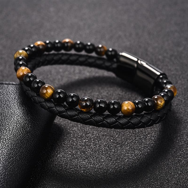 Jiayiqi-6MM-pierre-naturelle-hommes-Bracelet-noir-en-cuir-v-ritable-boucle-magn-tique-Bracelet-18