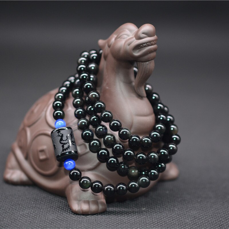 QIANXU-Dragon-Phoenix-Bracelet-noir-obsidienne-pierre-perle-Bracelet-pour-femmes-hommes-Transport-chanceux-bijoux-en