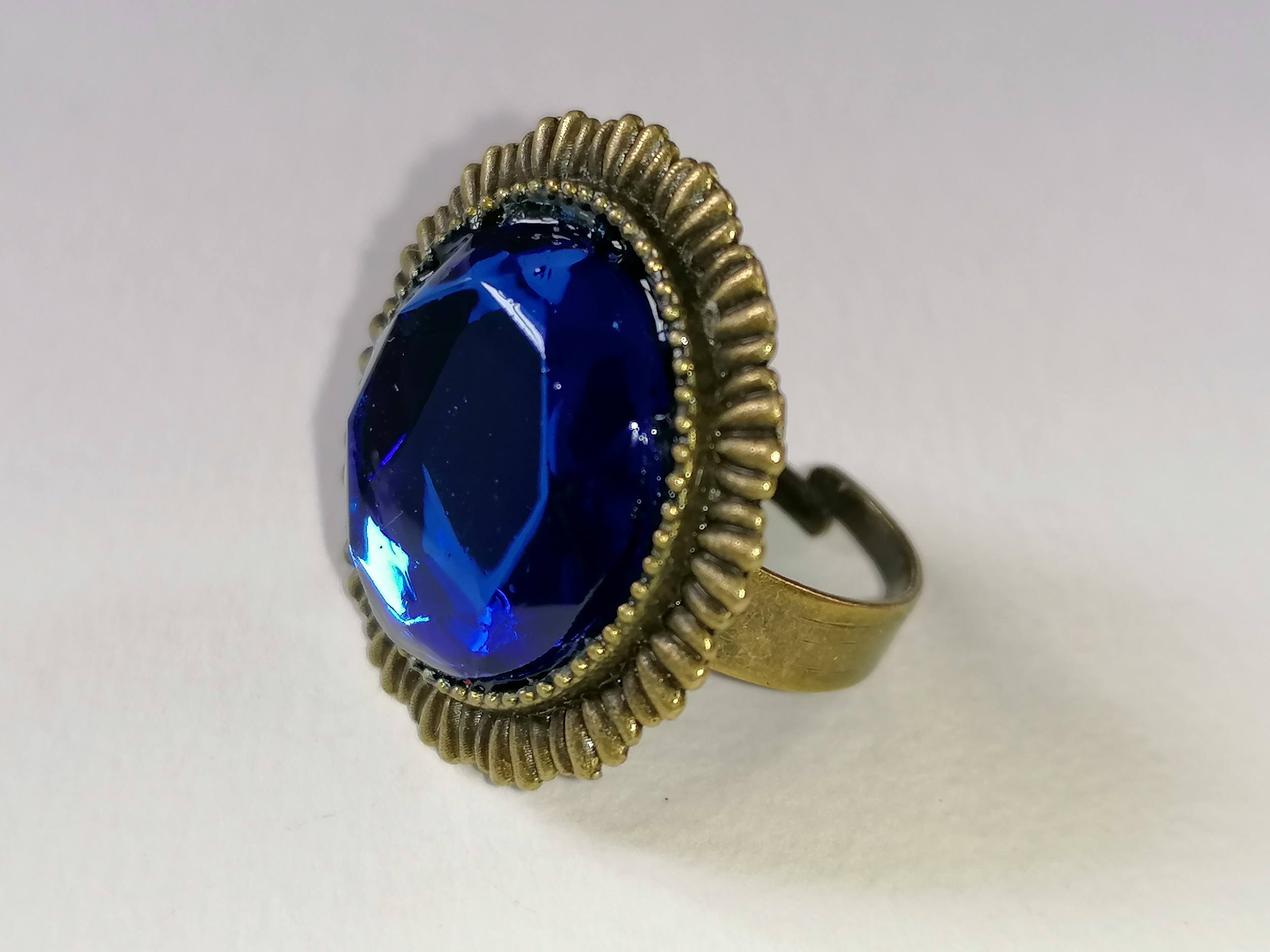 Bague soleil bleu Bronze Blue Moon Bijoux