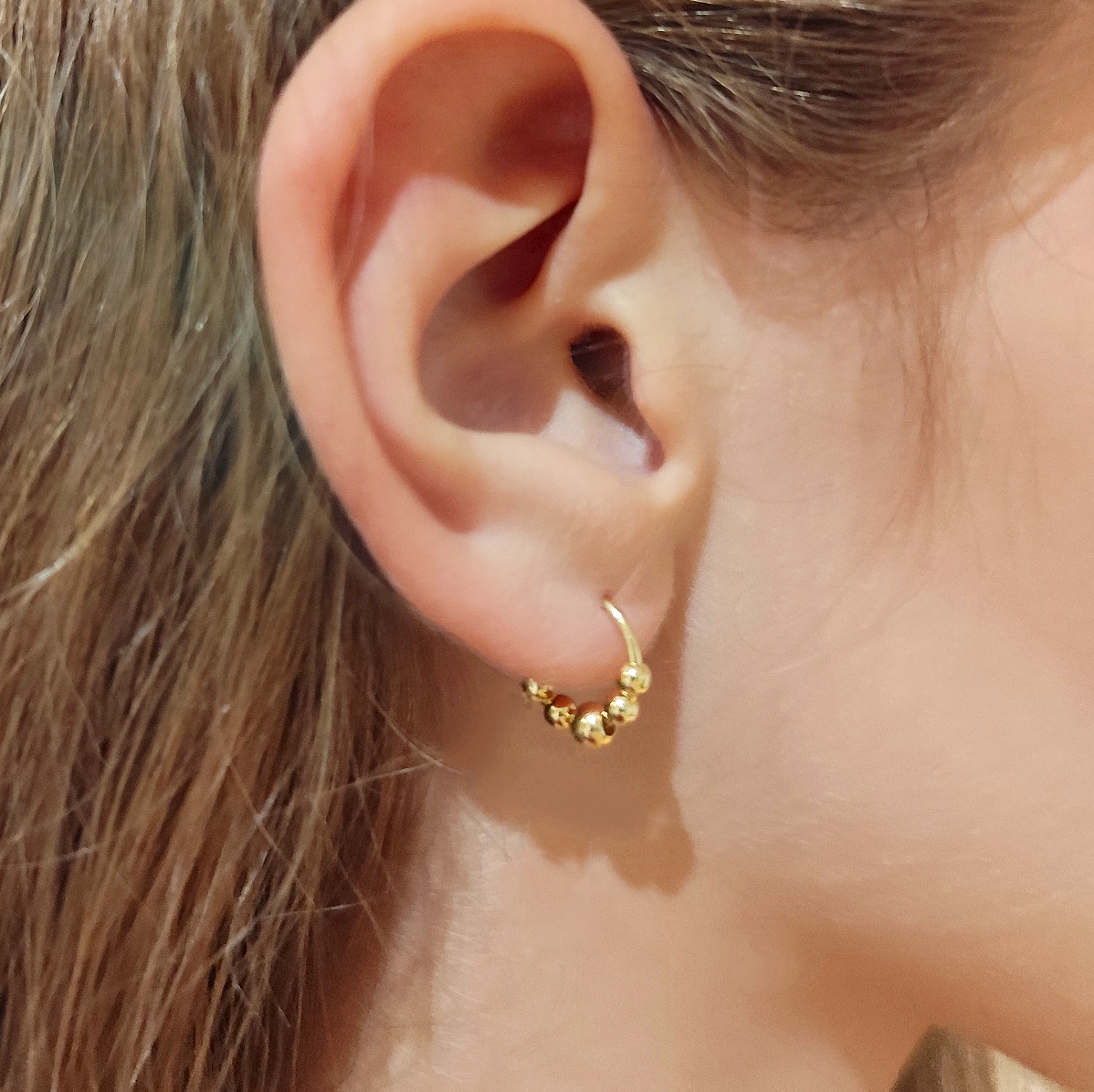 créoles 12mm + perles 3 et 4mm