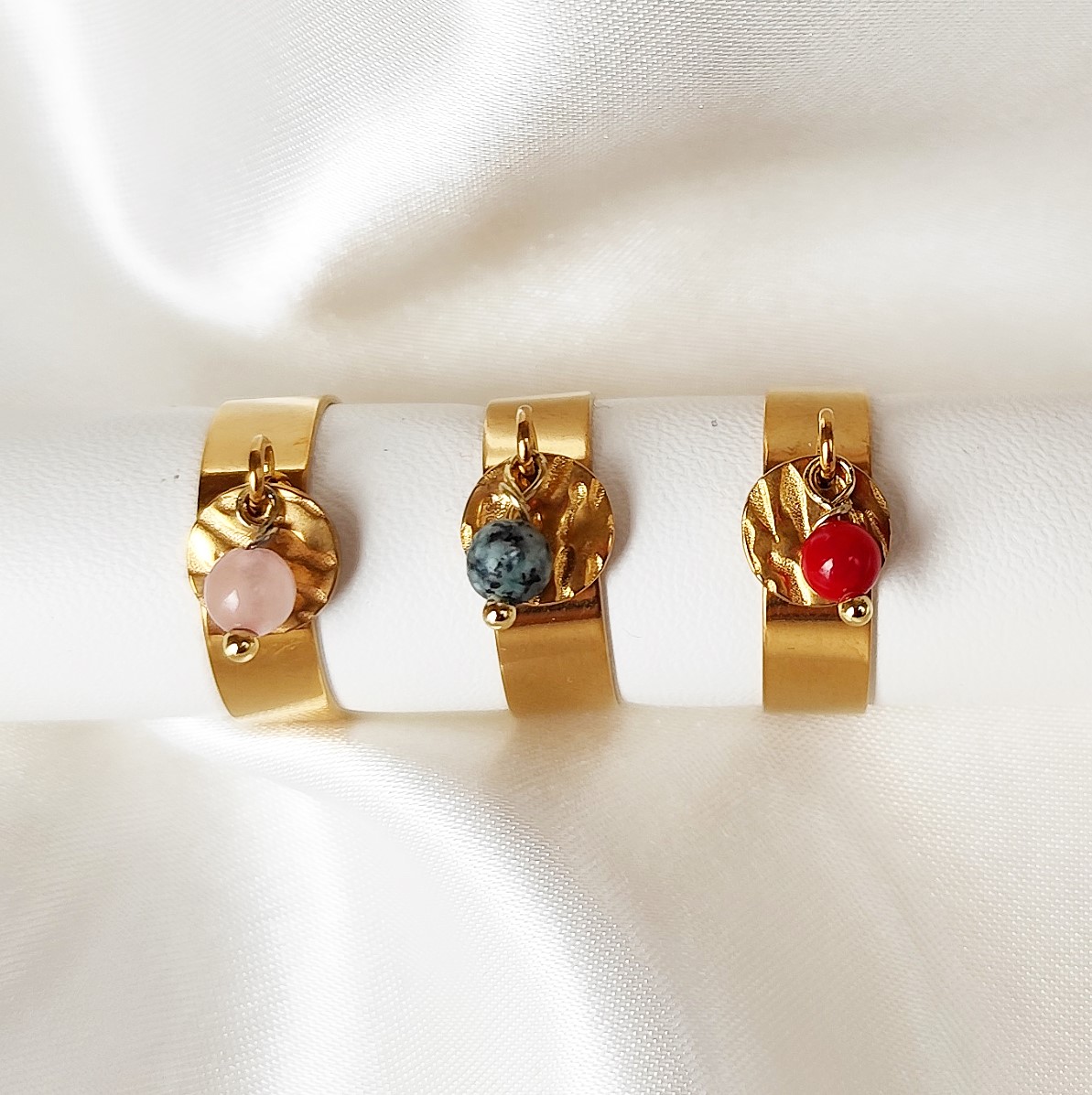 Bague acier inoxydable pampille et perle