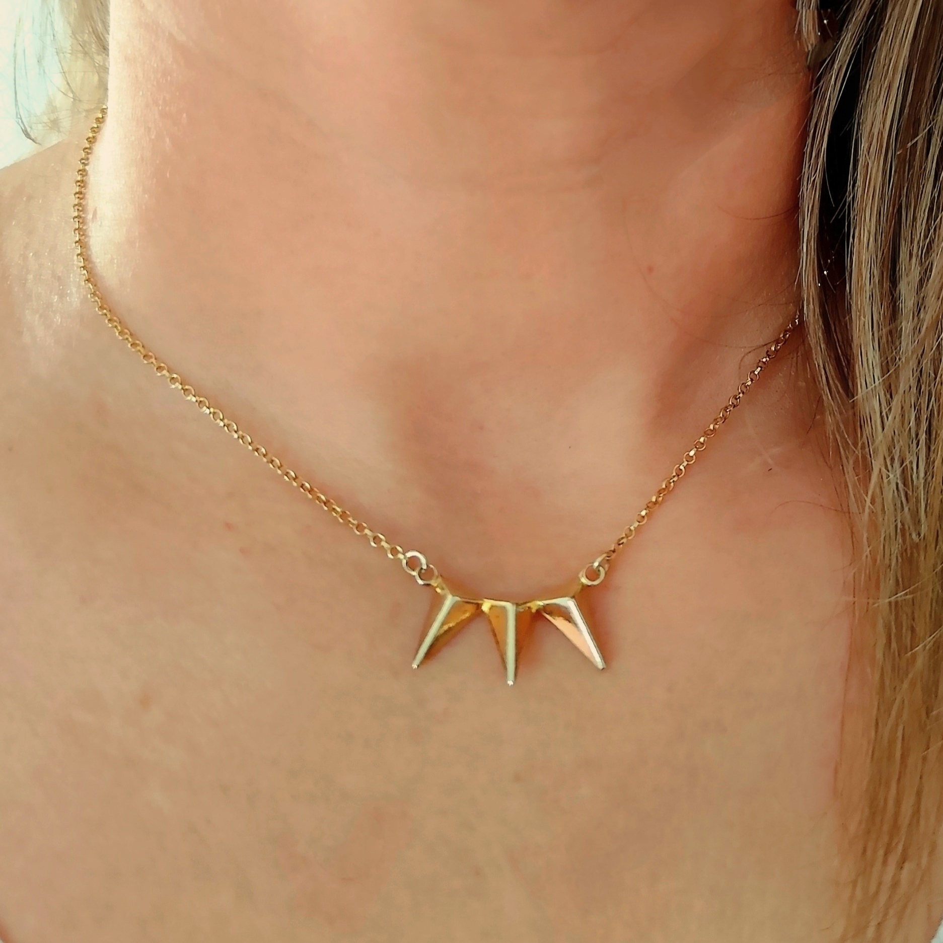 Collier AVA 3 piques en argent plaqué or (1)