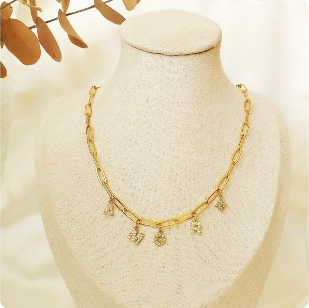 Collier amor acier inox plaqué or 18 carats (3)