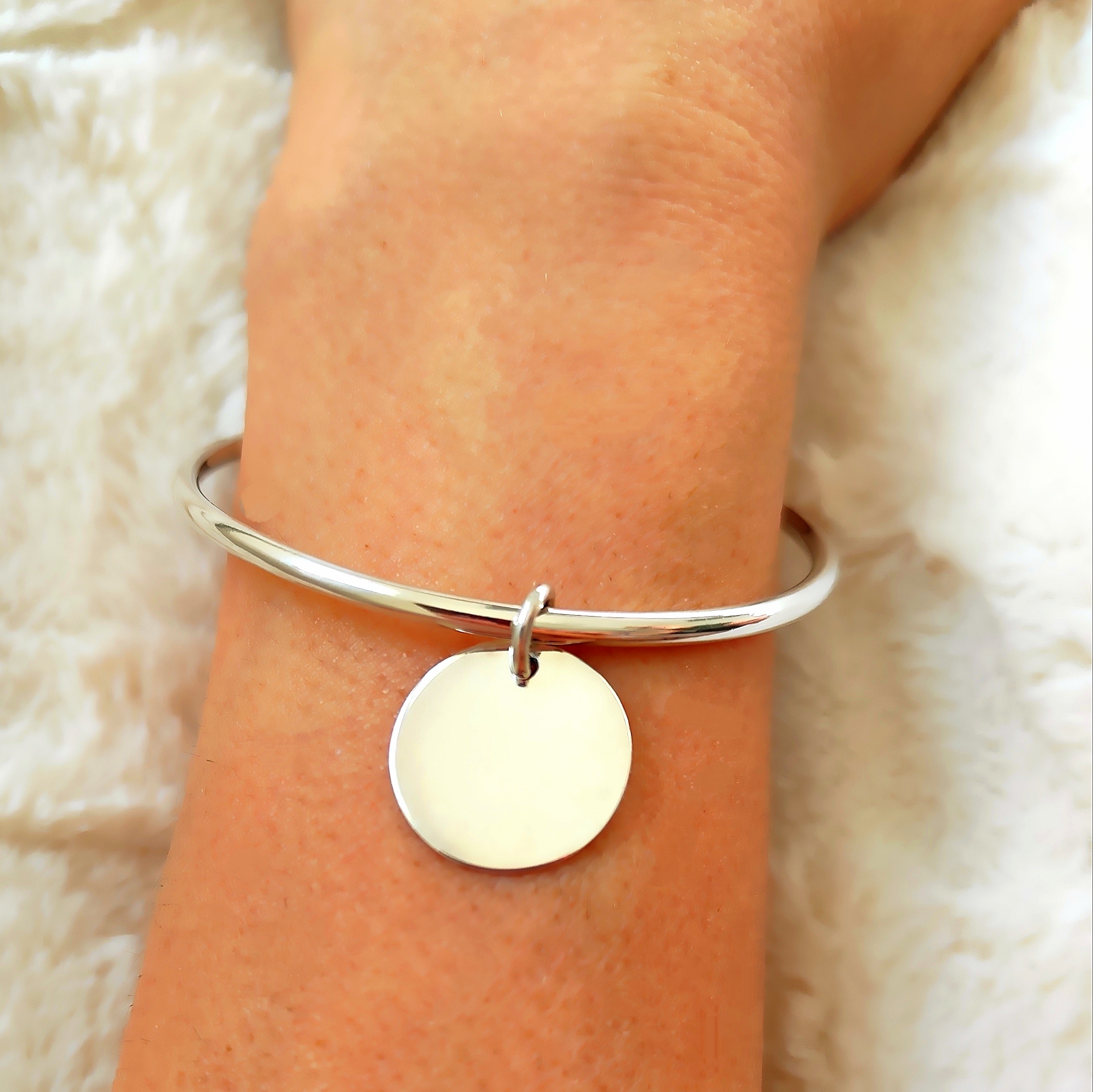 Médaille Jonc En Argent Pour Femme Bracelet Jonc Avec Médaille