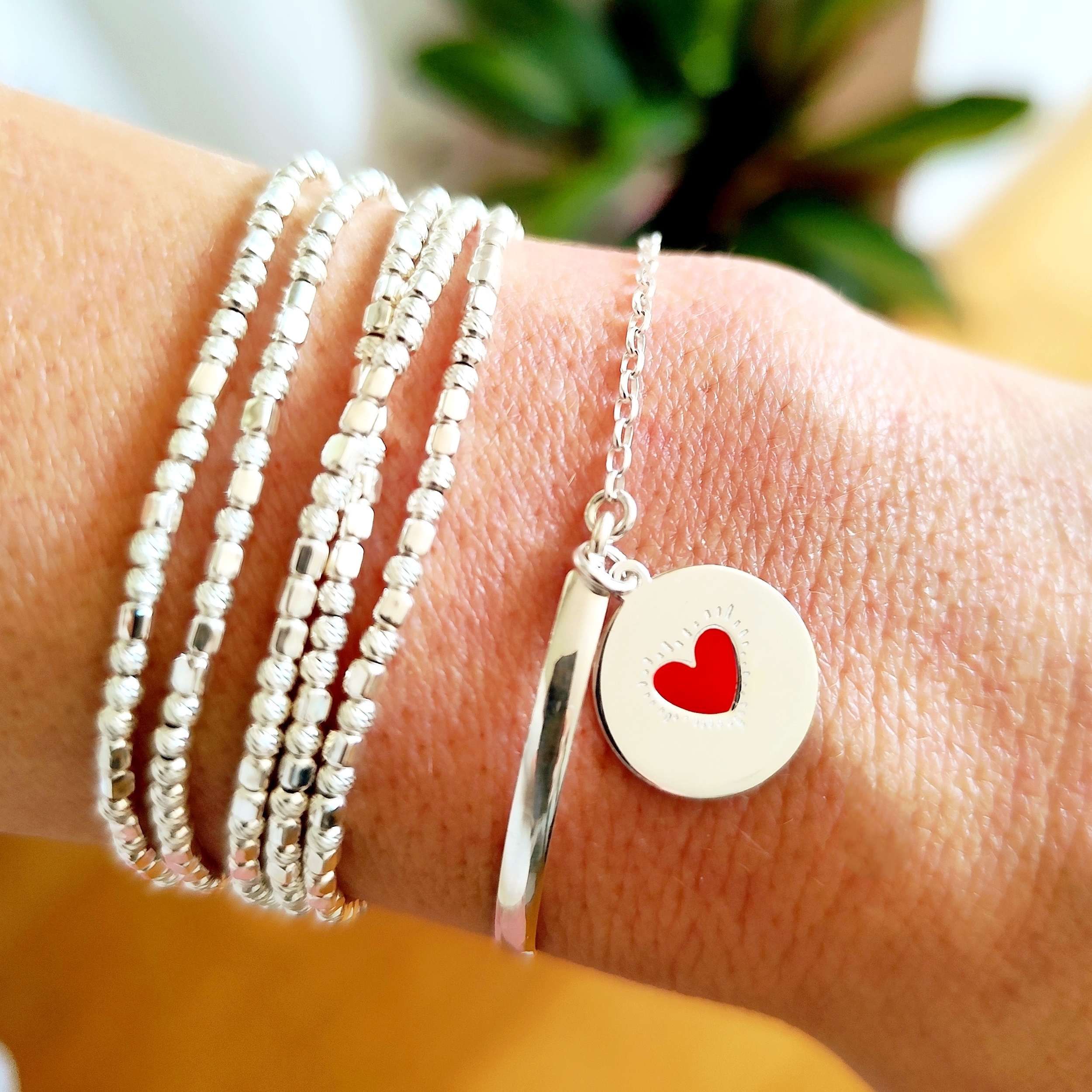 bracelet Demi jonc coeur argent 925