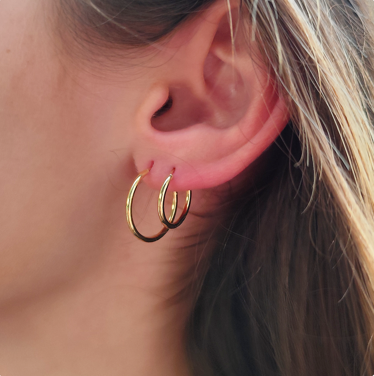 creoles 15mm et 20mm argent plaqué or