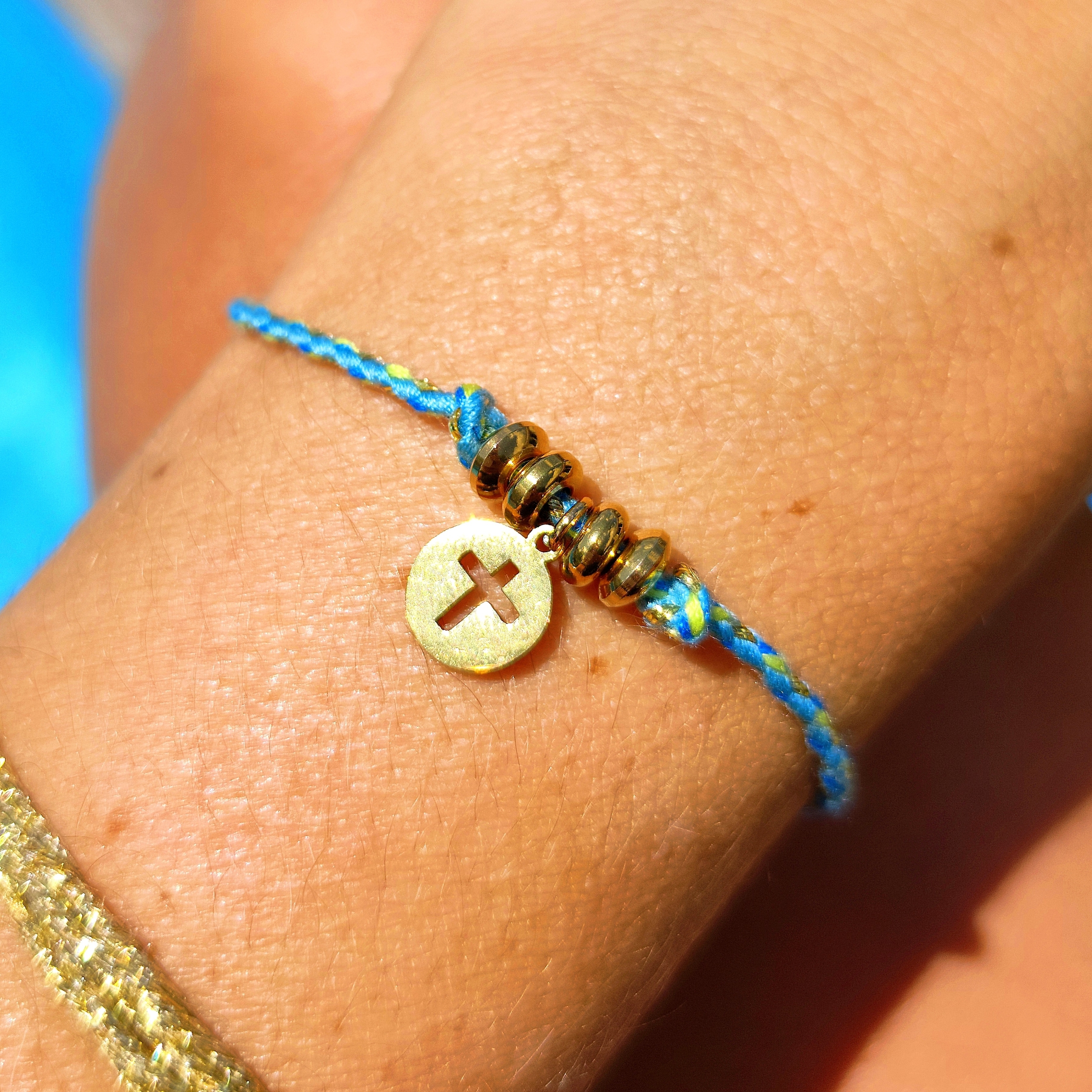 Bracelet cordon et médaille croix acier inoxydable (5)