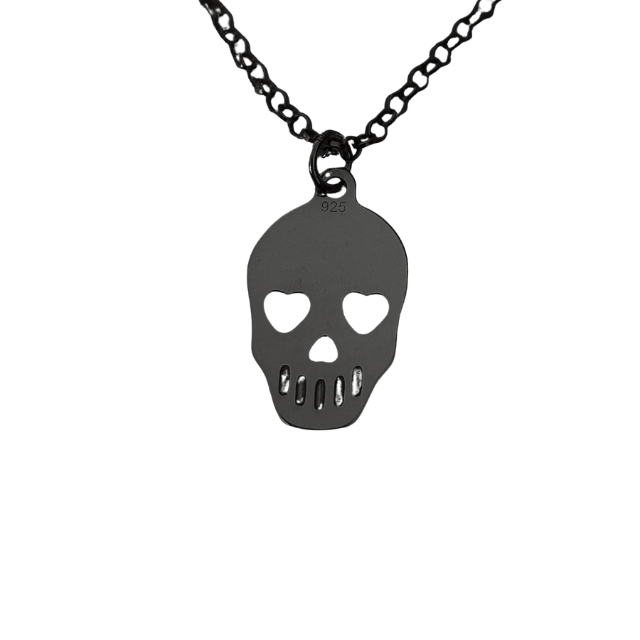 tete de mort PM argent rhodié noir