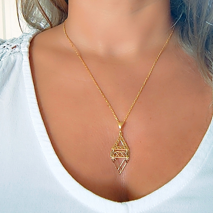 collier ethnique argent plaqué or