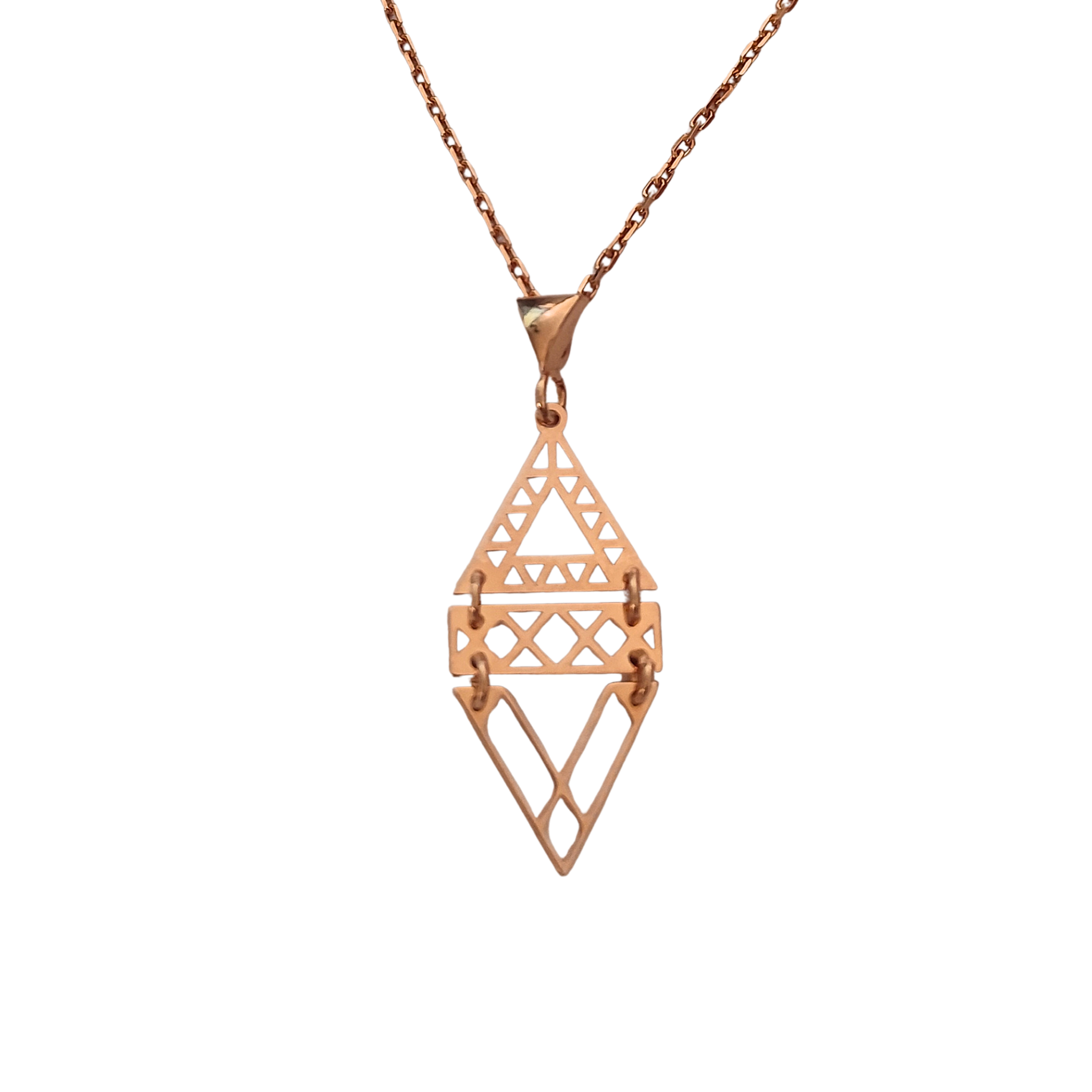 Collier ethnique argent plaqué or rose