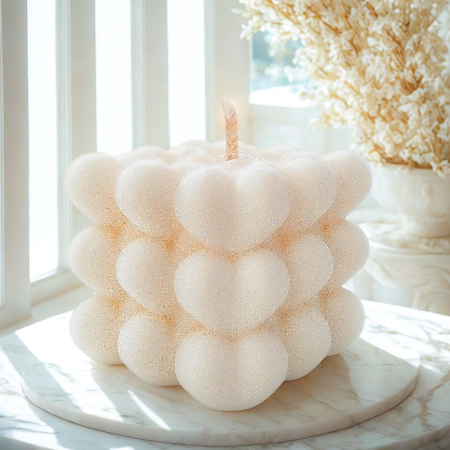 bougie bloc de coeurs cire naturelle 4