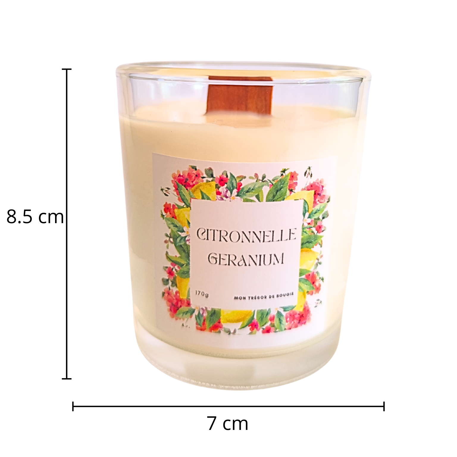 Bougie anti moustique citronnelle géranium taille