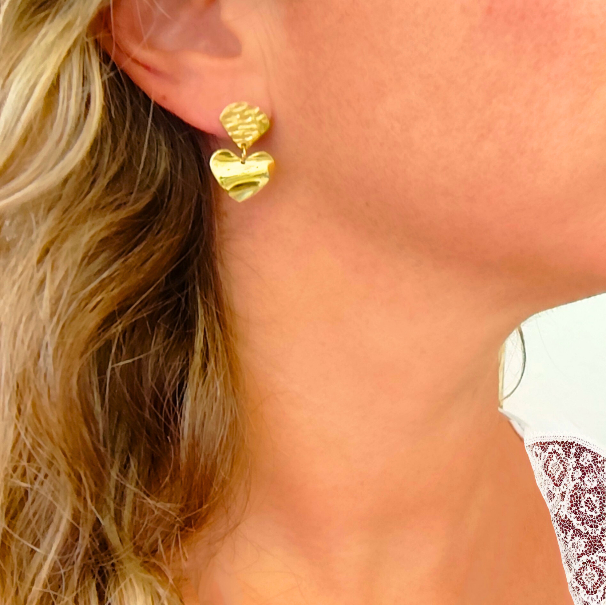 Boucles d'oreilles acier inoxydable en forme de petit coeur
