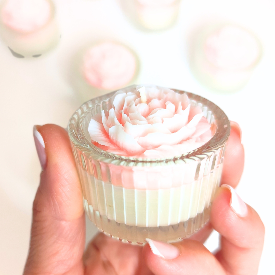 Bougie bapteme, bougie anniversaire, bougie mariage, mni pivoine (1)