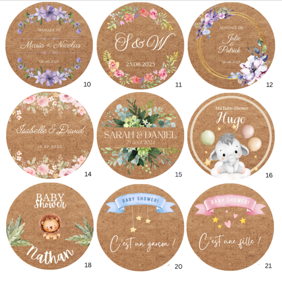 Etiquette bougies evenements, mariages etc. (1)
