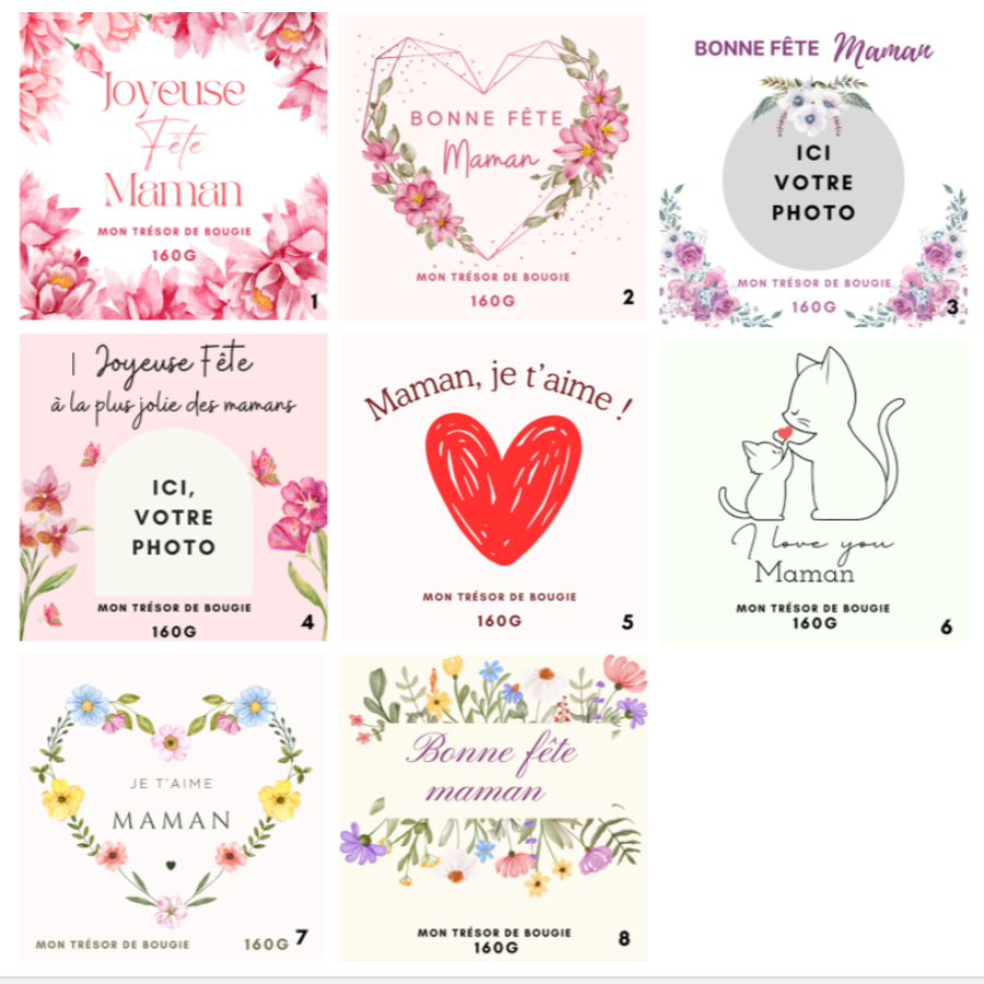 PDF - Étiquettes bougies maman