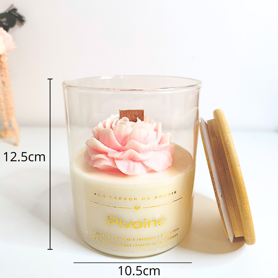 bougie pivoine dimensions