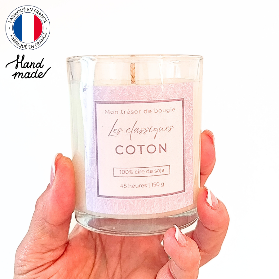 Bougie artisanale parfumée à la fleur de coton