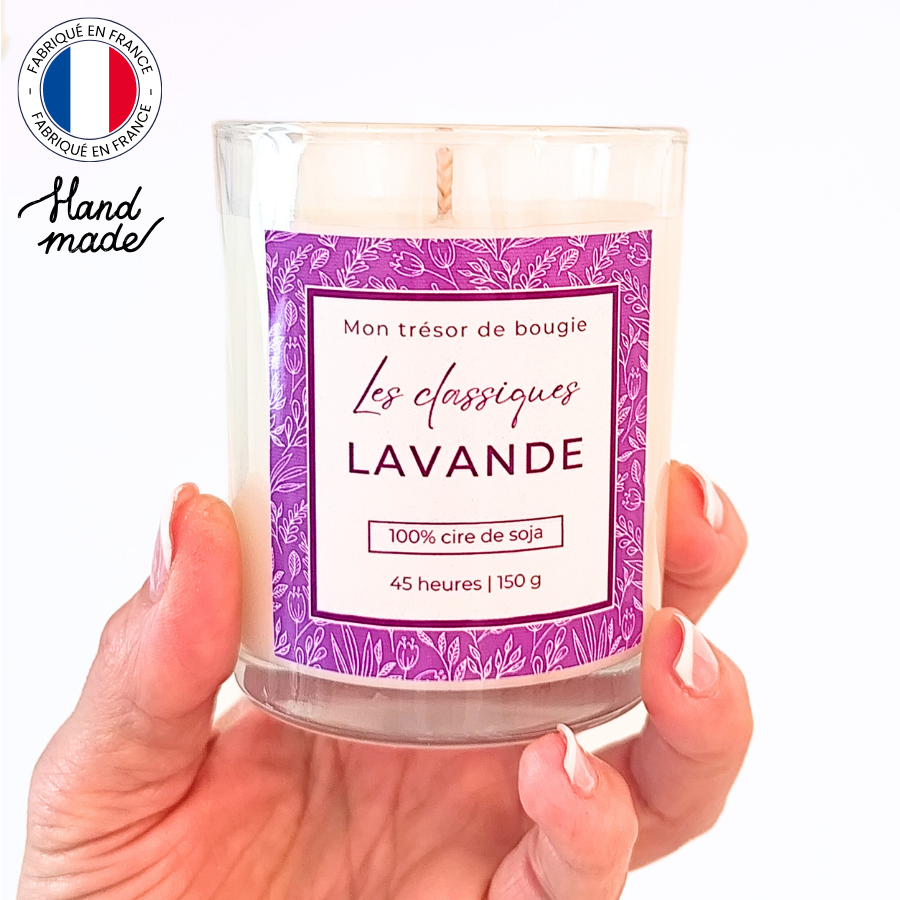 Bougie artisanale parfumée à la lavande