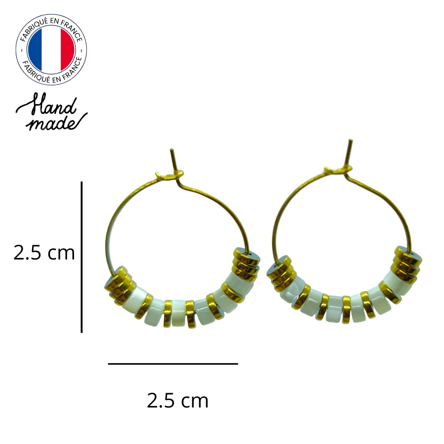 Créoles acier inoxydable pierres semi précieuses nacre (1)