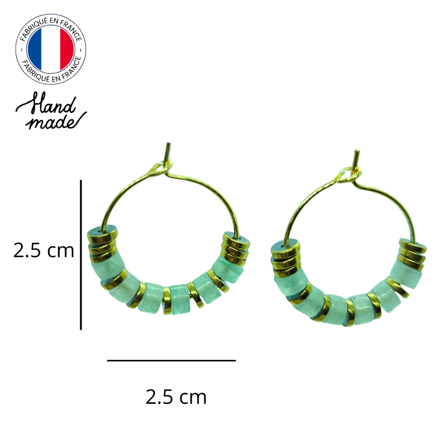 Créoles acier inoxydable pierres semi précieuses Aventurine (1)