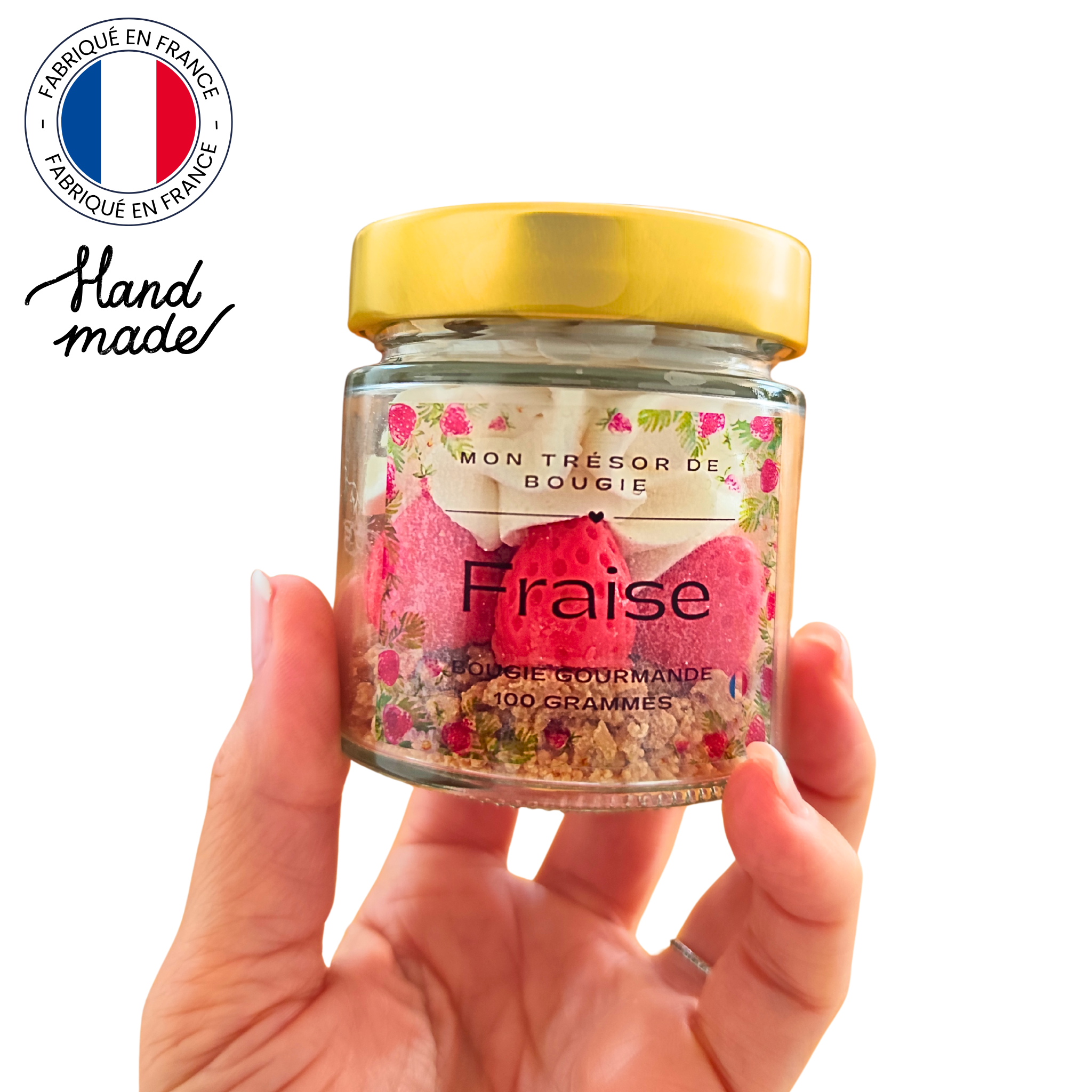 Bougie chantilly - Bougie Gourmande parfum fraise 100g